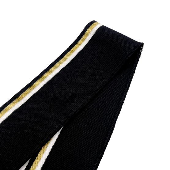 Ściągacz 5,5 cm czarny z biało złotym paskiem