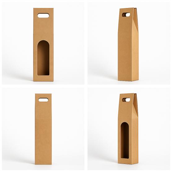 Pudełko na wino kraft z okienkiem