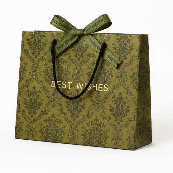 Torba prezentowa oliwkowa z nadrukie  M