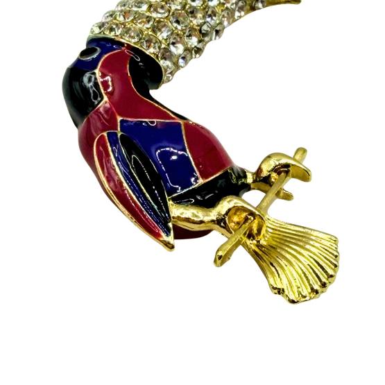 Broszka przypinka ptak tukan kolorowy z dżetem