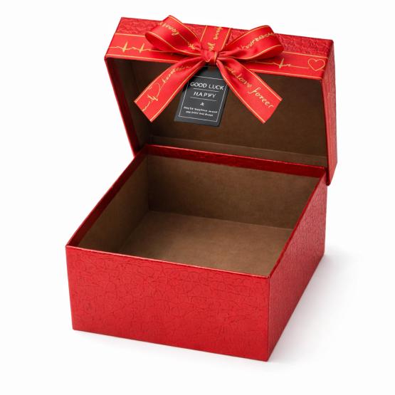 Pudełko kwadrat PREMIUM czerwone zestaw 3 szt