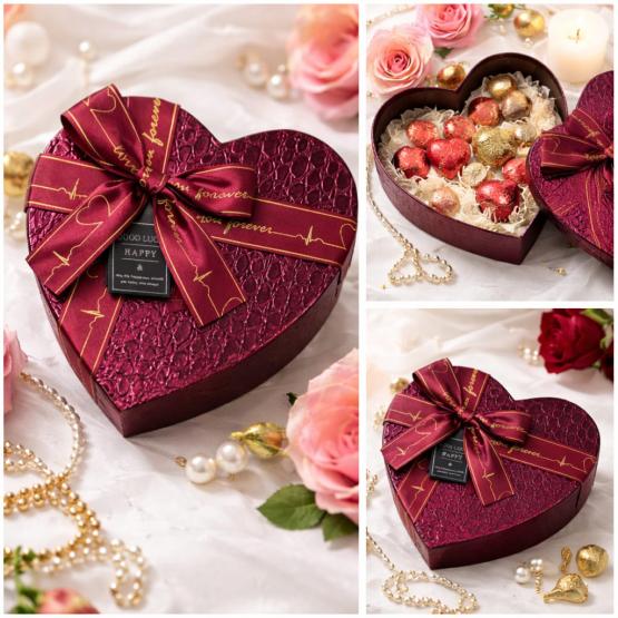 Pudełko serce PREMIUM czerwone zestaw 3 szt.