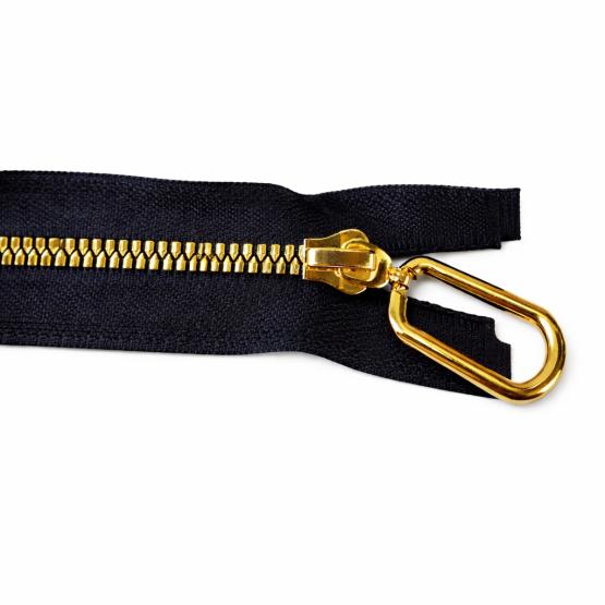 Zamek 50 cm  czarno złoty z prostokątną końcówką