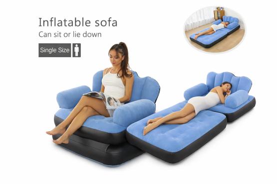 Dmuchany fotel rozkładany niebieski