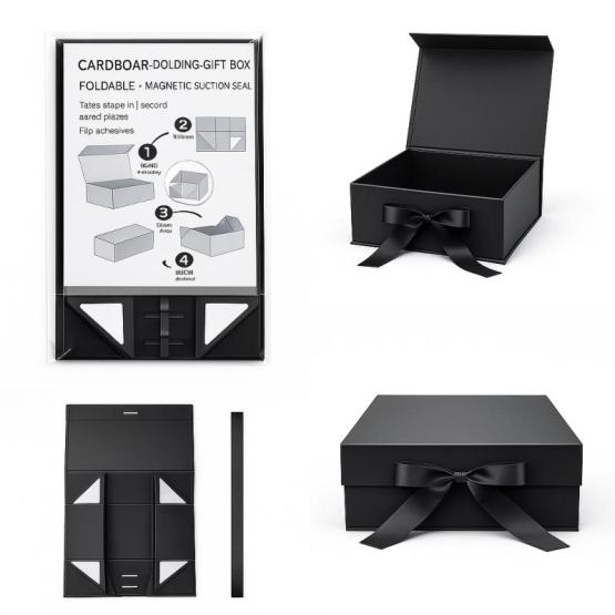 Ekskluzywne pudełko L czarne na magnes