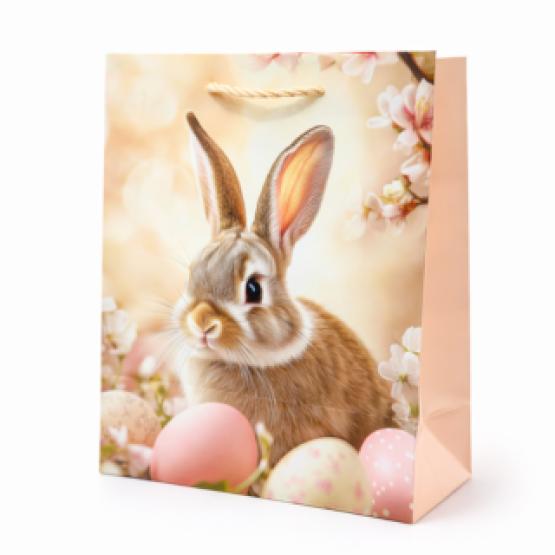 Torba prezentowa beżowa WIELKANOC królik