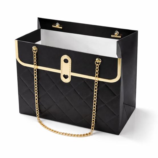 Kwiatowy box Torebka na kwiaty i prezent czarna