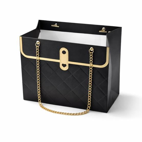 Kwiatowy box Torebka na kwiaty i prezent czarna