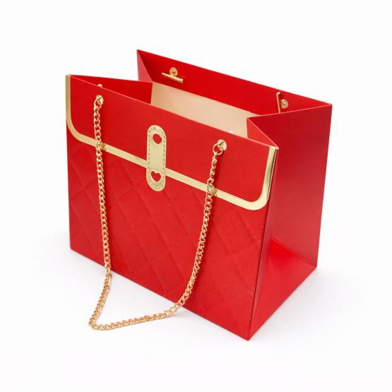 Flower box Torebka na kwiaty i prezent czerwona