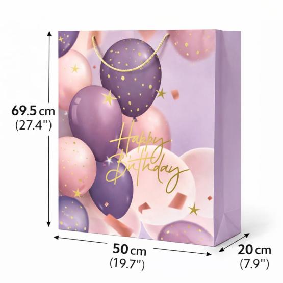 Torba prezentowa urodzinowa fioletowa balony XXXXL