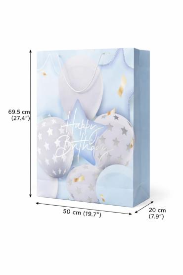 Torba prezentowa urodzinowa błękitna balony XXXXL