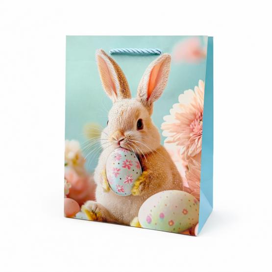 Torba prezentowa turkus WIELKANOC królik