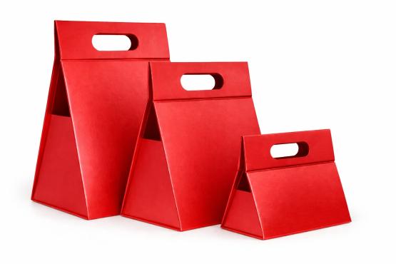 Pudełko  Prezentowe S Trójkąt Torba Czerwona