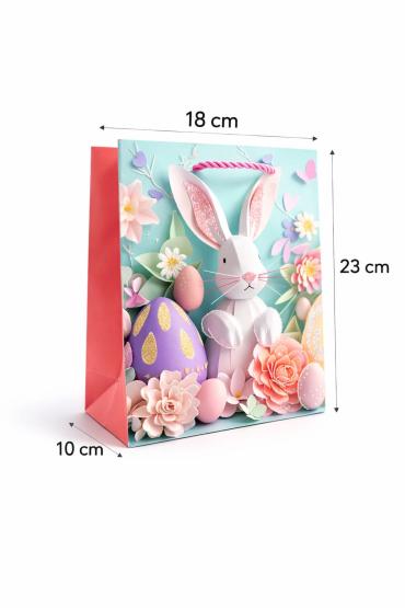 Torba prezentowa królik z różą WIELKANOC