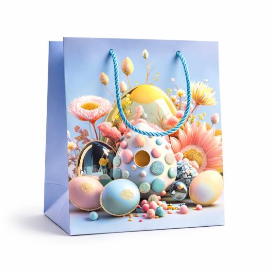Torba prezentowa niebieska WIELKANOC jajko