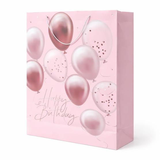 Torba prezentowa urodzinowa rożowa balony XXXXL