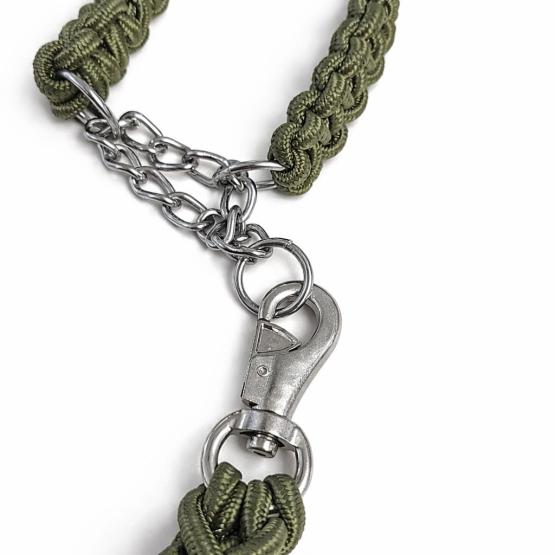 Smycz z obrożą khaki 