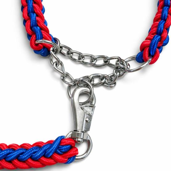 Smycz z obrożą niebiesko czerwona