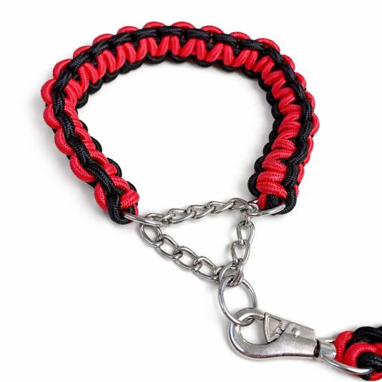 Smycz z obrożą czarno czerwona