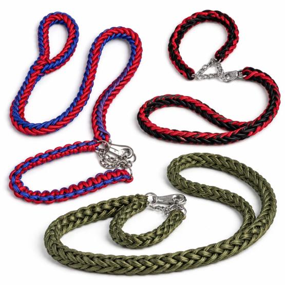 Smycz z obrożą czarno czerwona