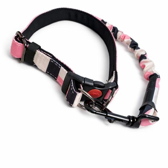 Smycz z obrożą róż beż grafit