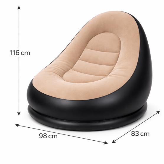 Dmuchany fotel z podnóżkiem beżowy