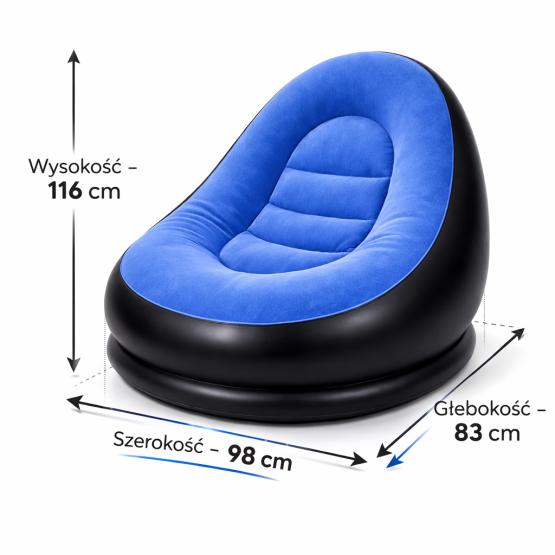 Dmuchany fotel z podnóżkiem niebieski