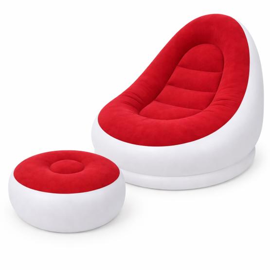 Dmuchany fotel z podnóżkiem czerwony