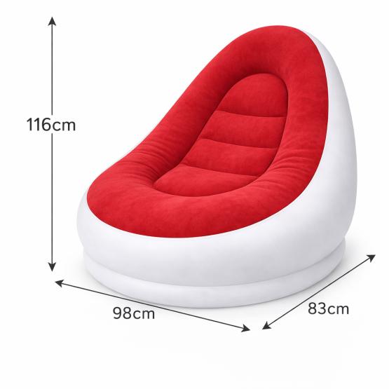 Dmuchany fotel z podnóżkiem czerwony