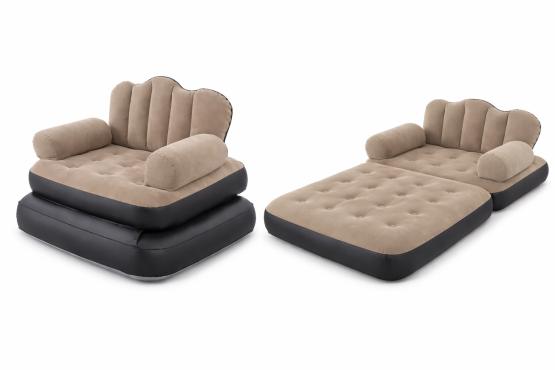 Dmuchany fotel rozkładany beżowy
