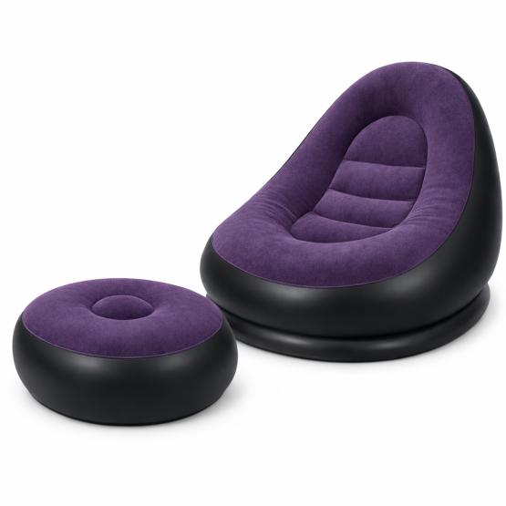 Dmuchany fotel z podnóżkiem fioletowy (1)
