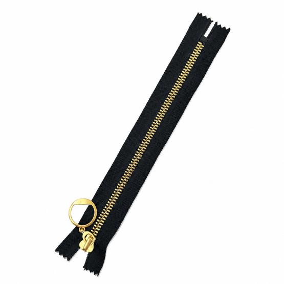 Zamek 25 cm czarny z ozdobnym kółkiem (2)