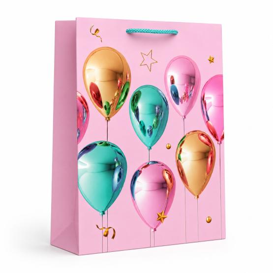 Torba prezentowa balony różowe 55x43x15 XL (2)