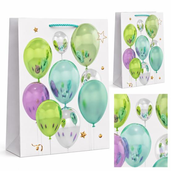 Torba prezentowa balony zielone 55x43x15 XL (2)