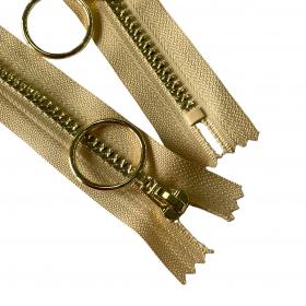 Zamek 16 cm beżowa taśma złoty diament