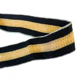 Tasma czarno złota 2,5 cm
