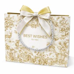 Torba prezentowa biało złota z nadrukiem  S