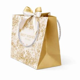 Torba prezentowa biało złota z nadrukiem  XL