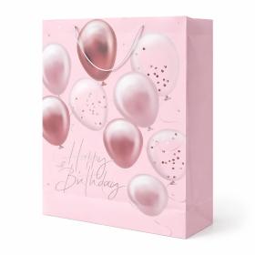 Torba prezentowa urodzinowa rożowa balony XXXXL