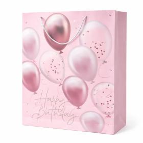 Torba prezentowa urodzinowa rożowa balony XXXXL