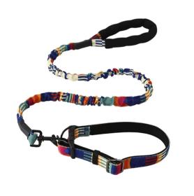 Obrazek dla: Smycz z obrożą granat fuksja beż