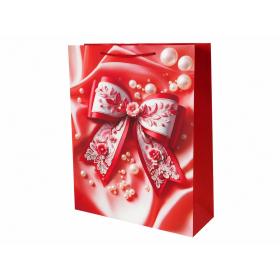 Obrazek dla: Torba prezentowa kokarda czerwona XL 55x43x15